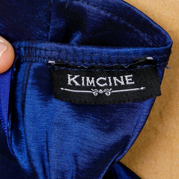 Blue shiny dress with ribbon in back  size 0 - Picture 5 of 5